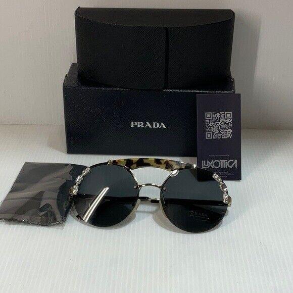 Prada Woman s Sunglasses Spr 52u 18N Round Lenses Gold Frame Made in Italy