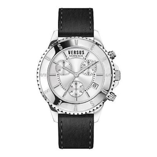 Versace Tokyo Chronograph Watch - Silver Dial, Black Band, Silver Bezel