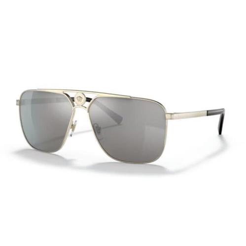Versace VE2238 12526G 61mm Pale Gold Light Grey Mirror Silver Men`s Sunglasses