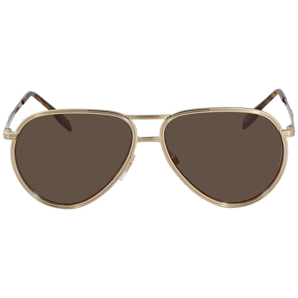 Burberry Scott Dark Brown Pilot Men`s Sunglasses BE3135 110973 59 BE3135 110973 - Frame: Gold, Lens: Brown