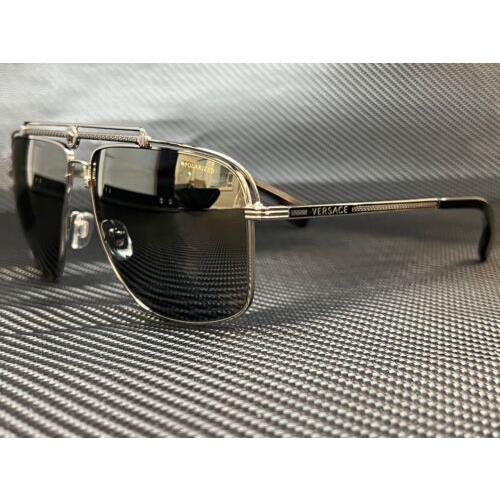 Versace VE2242 1001Z3 Gunmetal Rectangle 61 mm Men`s Polarized Sunglasses