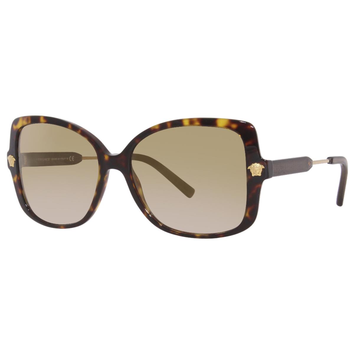 Versace VE4390 108/6E Sunglasses Women`s Havana/brown Gradient-gold Mirror 56mm