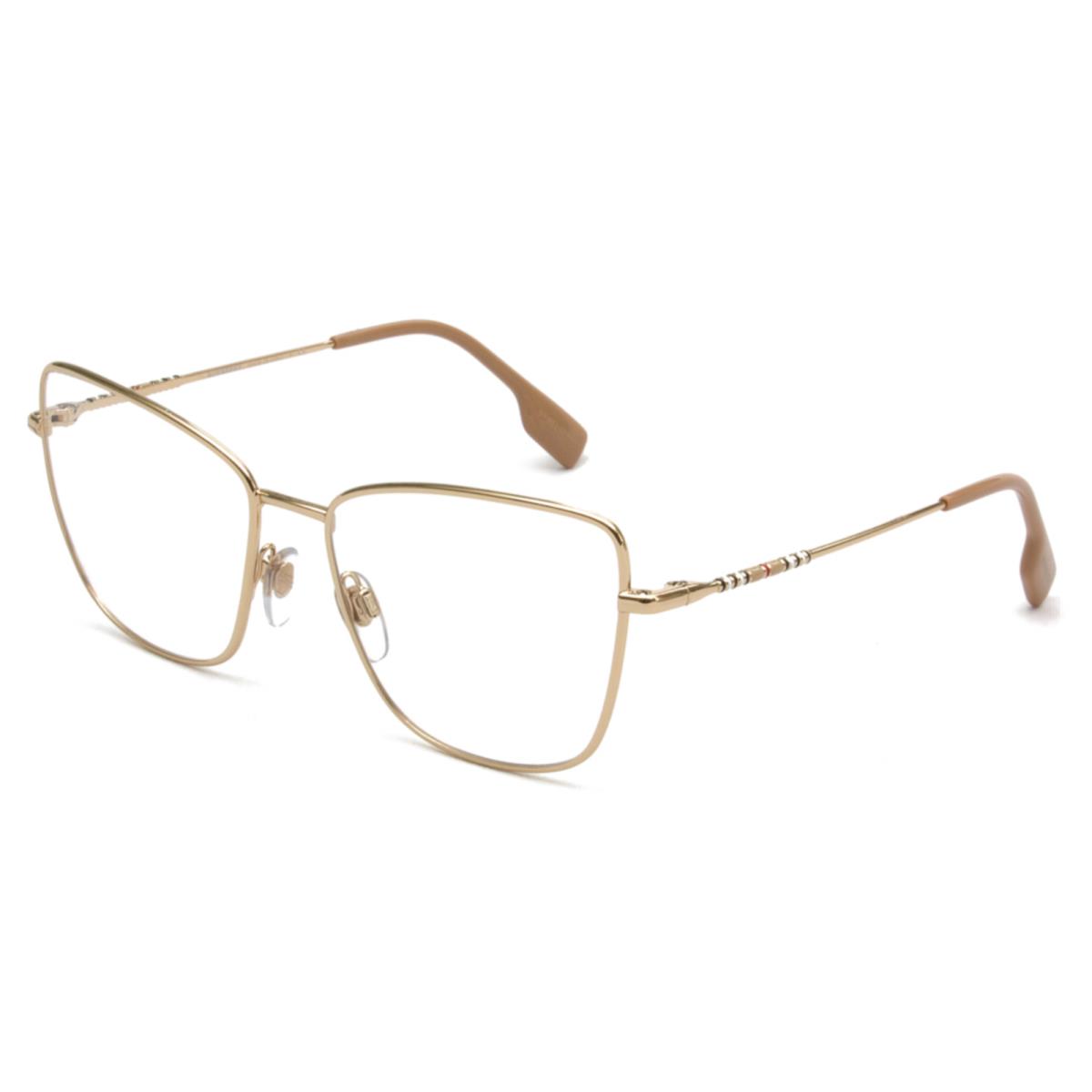 Burberry Eyeglasses B 1367 1338 55-16 140 Gold Frames with Beige Temple Tips