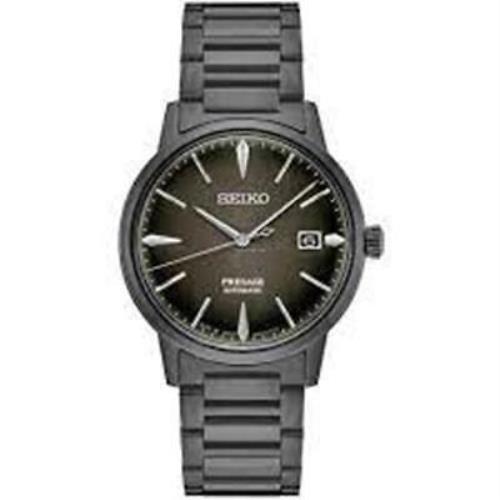 Men`s Seiko Black Dial Stainless Steel Band Automatic Round Watch SRPJ15