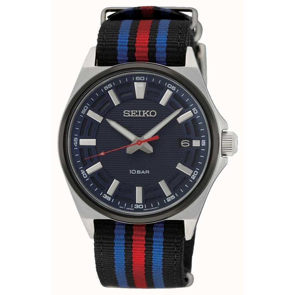 Seiko Men`s Quartz Blue Dial Nylon Strap Watch SUR509