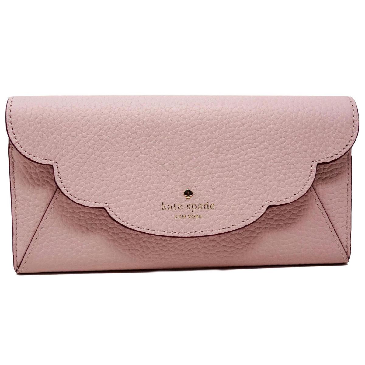 New Kate Spade Women`s Light Pink Pebbled Leather Large Organizer Wallet