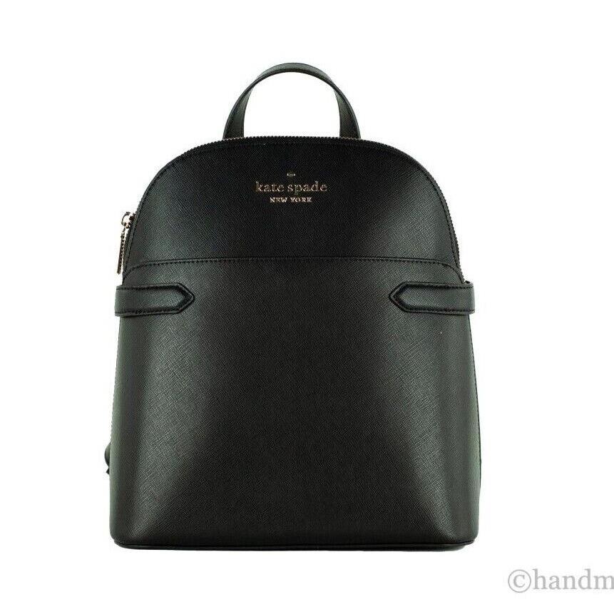 Kate Spade Staci Medium Black Saffiano Leather Dome Shoulder Backpack Bookbag