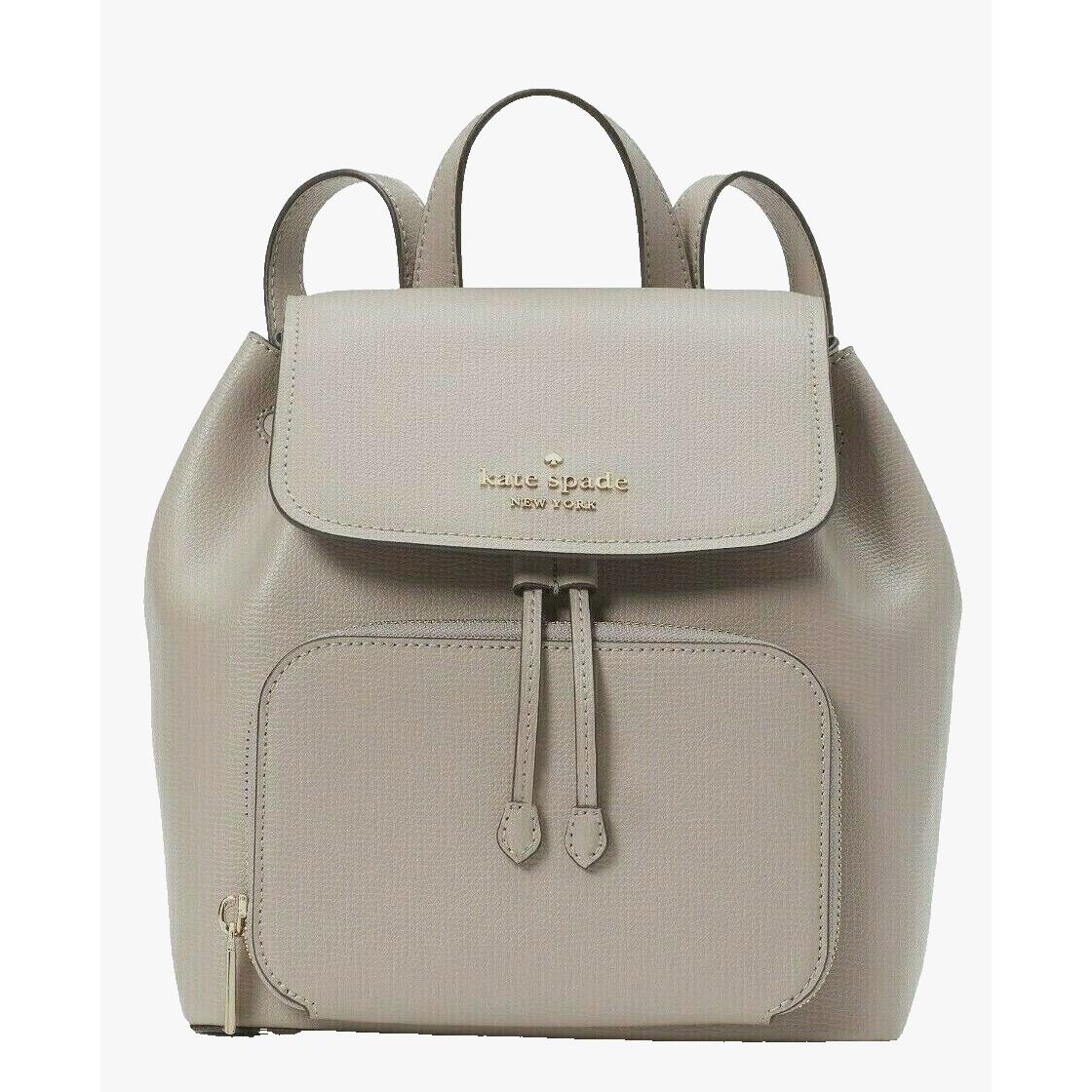New Kate Spade Darcy Medium Flap Backpack Refined Grain Leather Warm Taupe