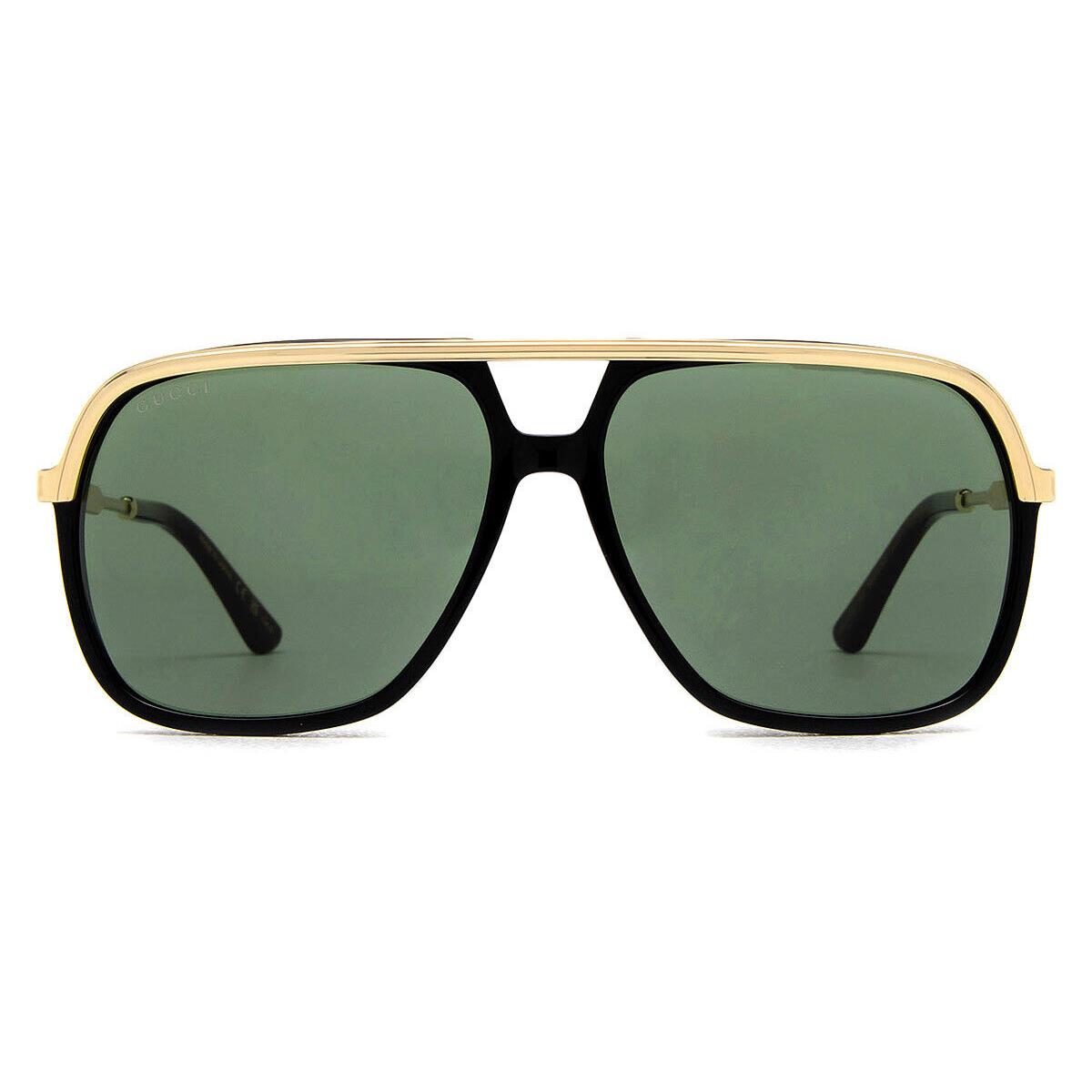 Gucci GG0200S Sunglasses Gold Black Green Aviator 57mm