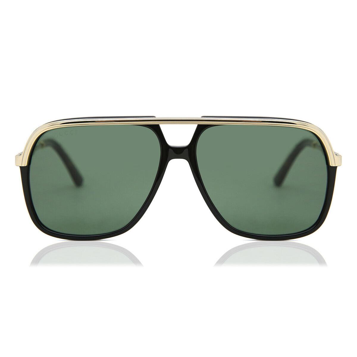 Gucci GG0200S 001 57 Sunglasses AB - Frame: Gold, Black, Lens: Green