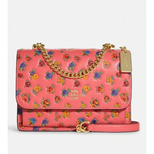 Coach Klare Crossbody with Mini Vintage Rose Print - Gold/pink Lemonade ...