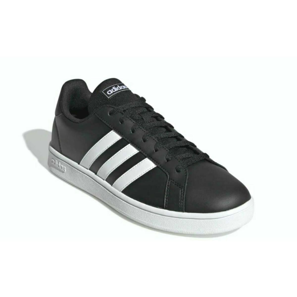 Adidas Grand Court Base Black 3-Stripe Shoes Men`s Size 10 EE7900