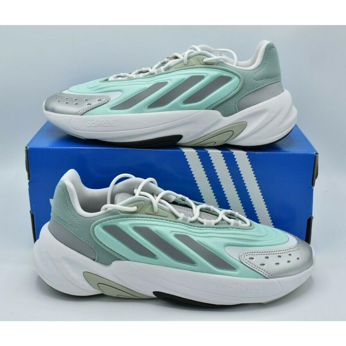 Adidas Originals Women Size 9.5 Ozelia W Hazy Green Metallic Silver Shoes GX3669
