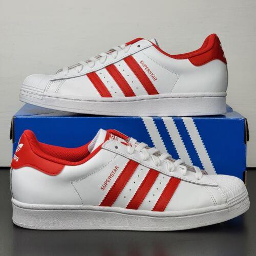 Adidas Superstar OG Sneakers White Vivid Red Casual Shoes GZ3741 Men`s Size 11.5