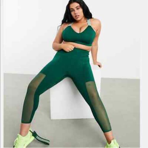 Adidas X Ivy Park Mesh Leggings Womens Medium Green 3-Stripes Activewear