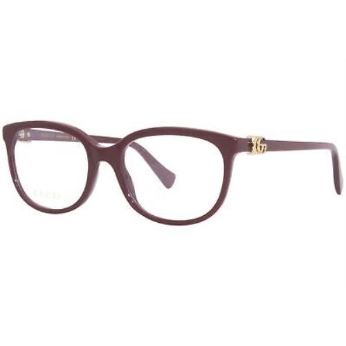 Gucci GG1075O 006 Eyeglasses Frame Women`s Burgundy Full Rim Cat Eye 54mm - Frame: Red