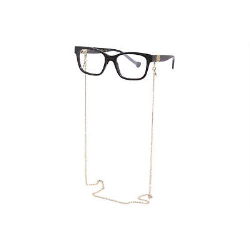 Gucci GG1025O 003 Eyeglasses Frame Women`s Black/gold Chain Necklace 51-mm