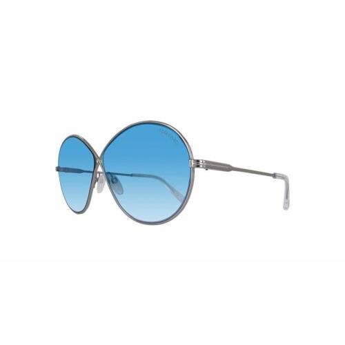 Tom Ford Designer Sunglasses Rania TF564-14X in Silver with Blue Gradient Lens