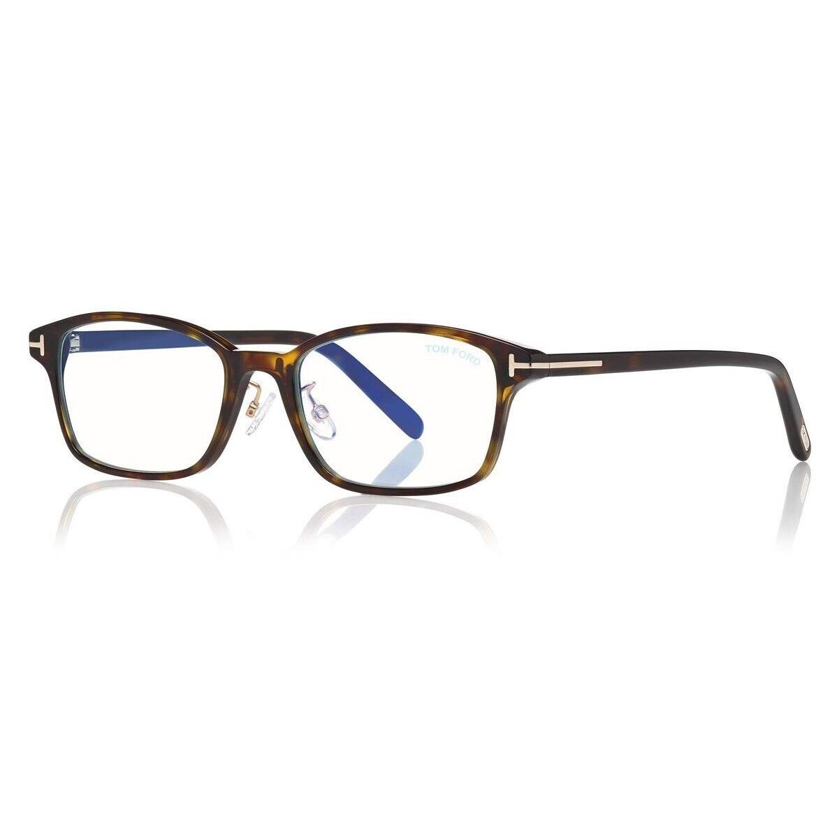 Tom Ford FT5647DB 052 Dark Havana/blue Block Rectangle Men`s Eyeglasses