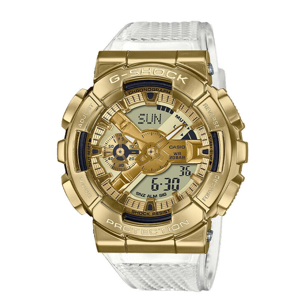 Casio G-shock GM110SG-9A Gold Ion Plated Case White Transparent Rubber Strap