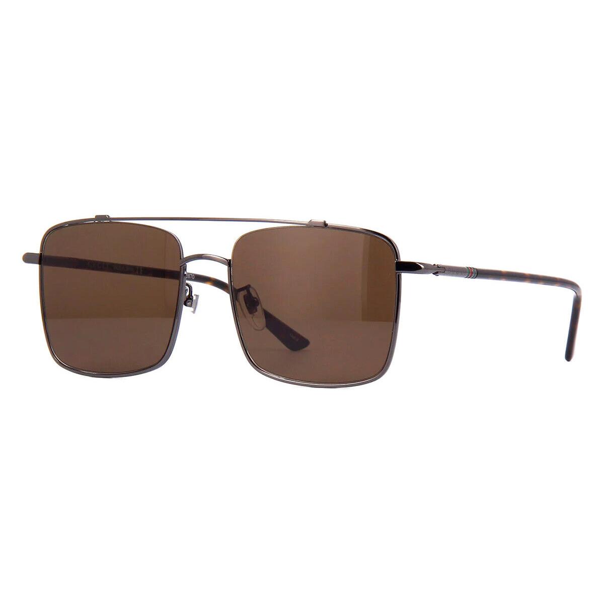 Gucci Sunglasses GG0610SK 002 Ruthenium Havana/brown Lens Design 56mm