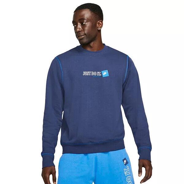 Nike Mens Just Do It Fleece Hoodie Sweatshirt Jogger Sweatpant Navy Blue XL