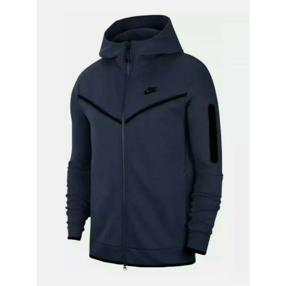 Niketech Fleece Sportswear Jacket Midnight Navy/black CU4489-410 Men`s Size M