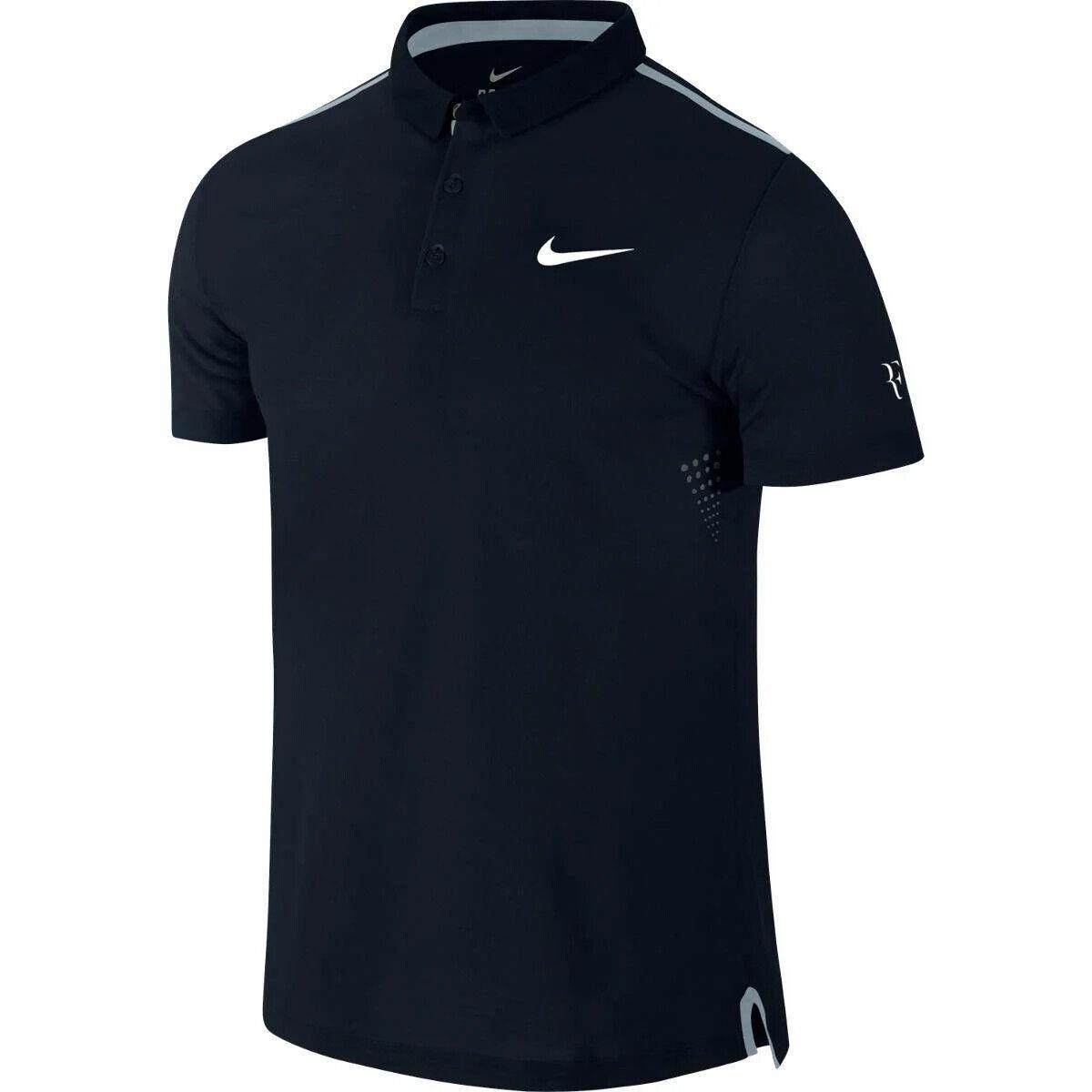 Nike Men`s Roger Advantage Premier RF Polo Black Magnet Grey Sz S Tennis Casual