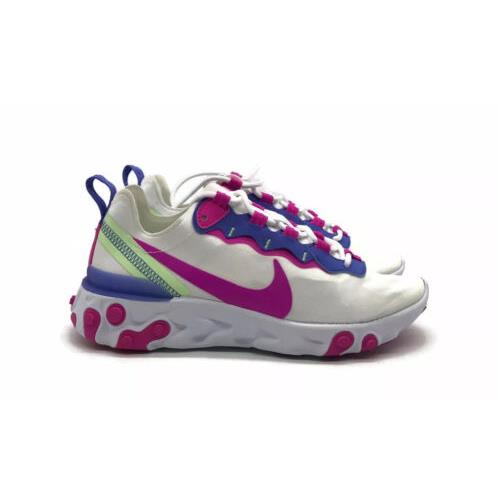 Nike React Element 55 Women Sz 7 Casual Running Shoe White Pink Athletic Sneaker
