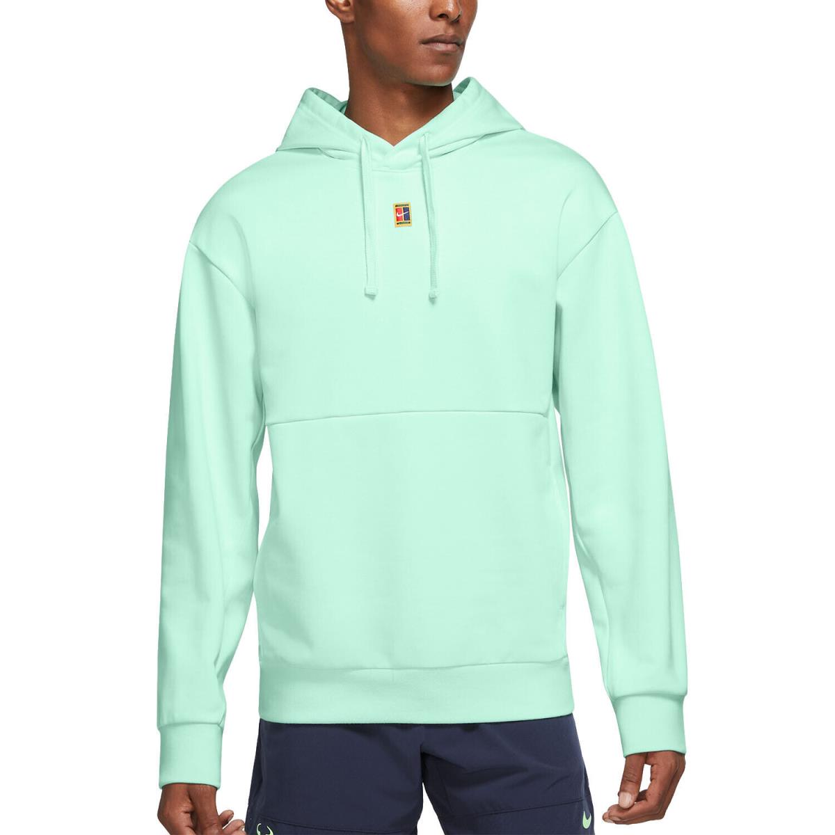 Men`s L Nike Court Heritage Fleece Tennis Hoodie Sweatshirt Mint Foam DA5711-379