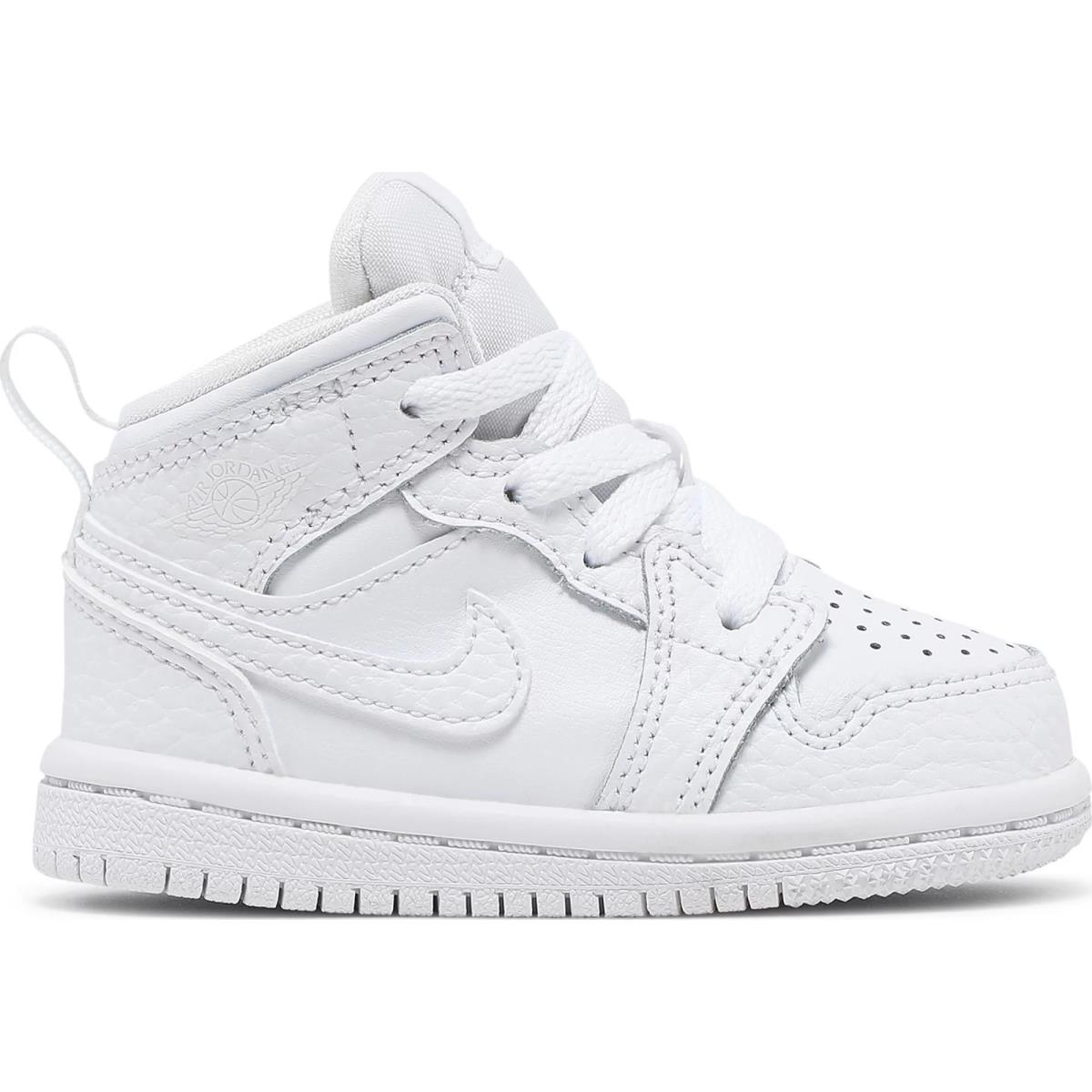 Nike Air Jordan 1 Mid TD Triple White Toddler Sneakers Shoes 640735-130 10C