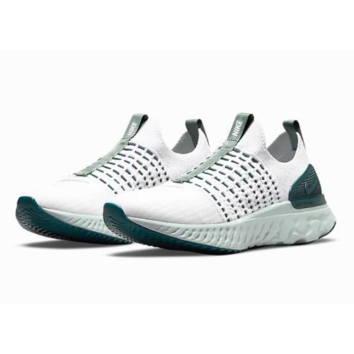 Nike React Phantom Run Flyknit 2 Running Shoes Womens 7 Platinum/teal DO6698-001 - Silver Green