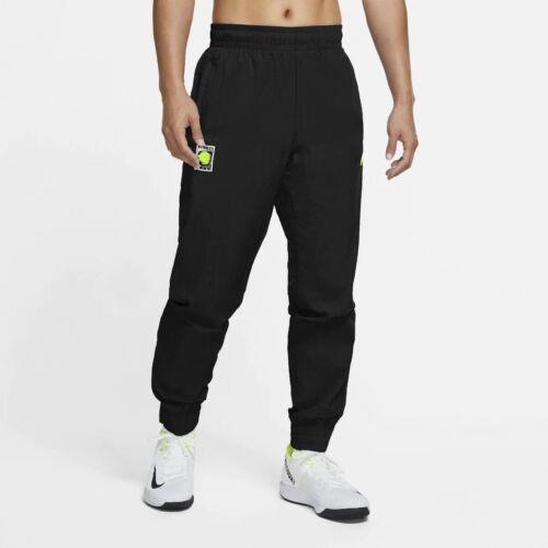 Nike/nikecourt Agassi Nylon Tennis Pants CQ9197-010 Black/volt Men`s Large L