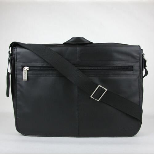 Kenneth Cole Reaction Mess-ing In Action Black Leather Messenger Bag 529505