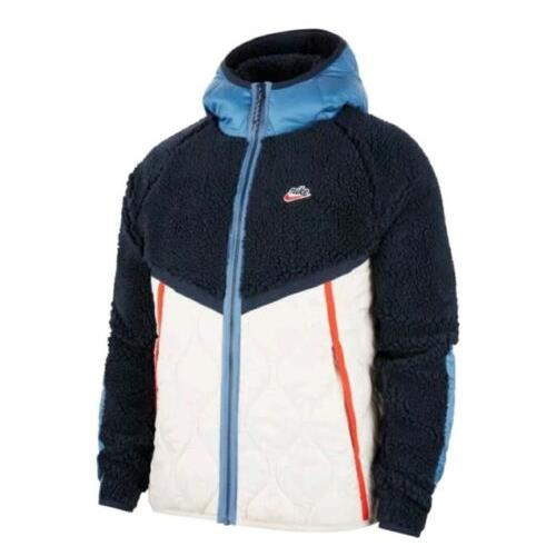 Nike Men`s Sportswear Heritage Sherpa Full Zip Jacket CU4446 451 Size Small
