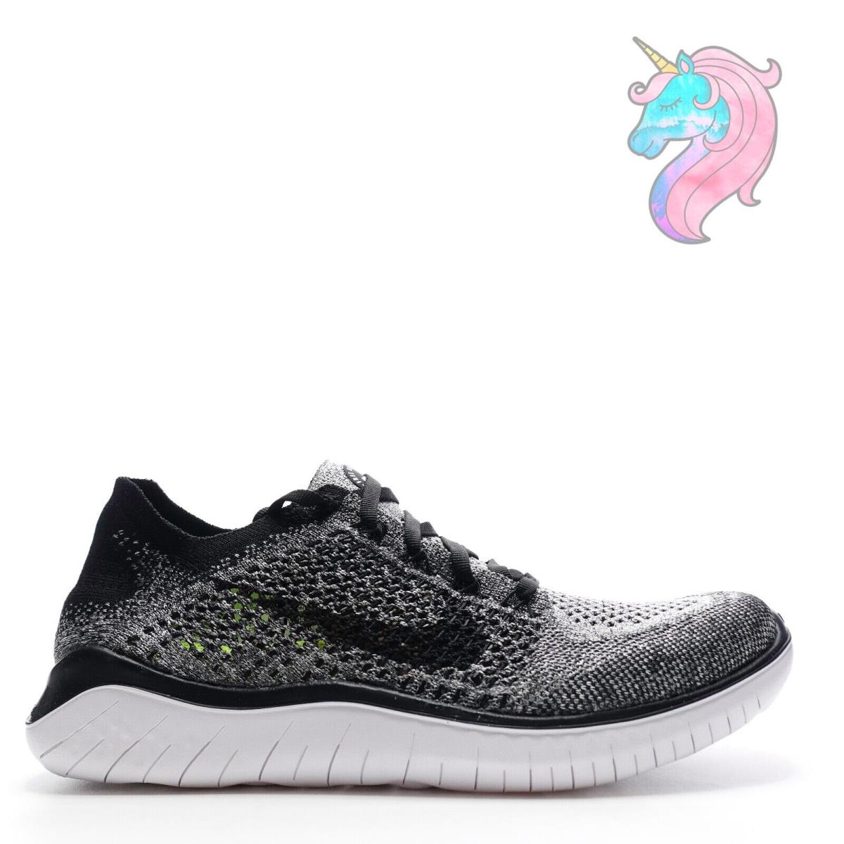 Nike Free RN Flyknit 2018 Running Shoes White Black 942839-101 Womens Size 8