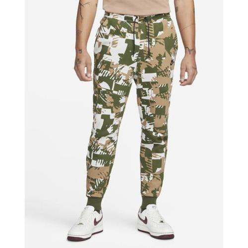Nike Tech Fleece Printed Camo Jogger Pants DM6472-072 Light Bone Mens Medium M