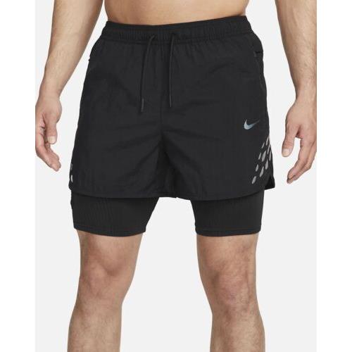 Nike Run Division 3-In-1 Pinnacle Running Shorts DM4763-010 Black Men`s Large