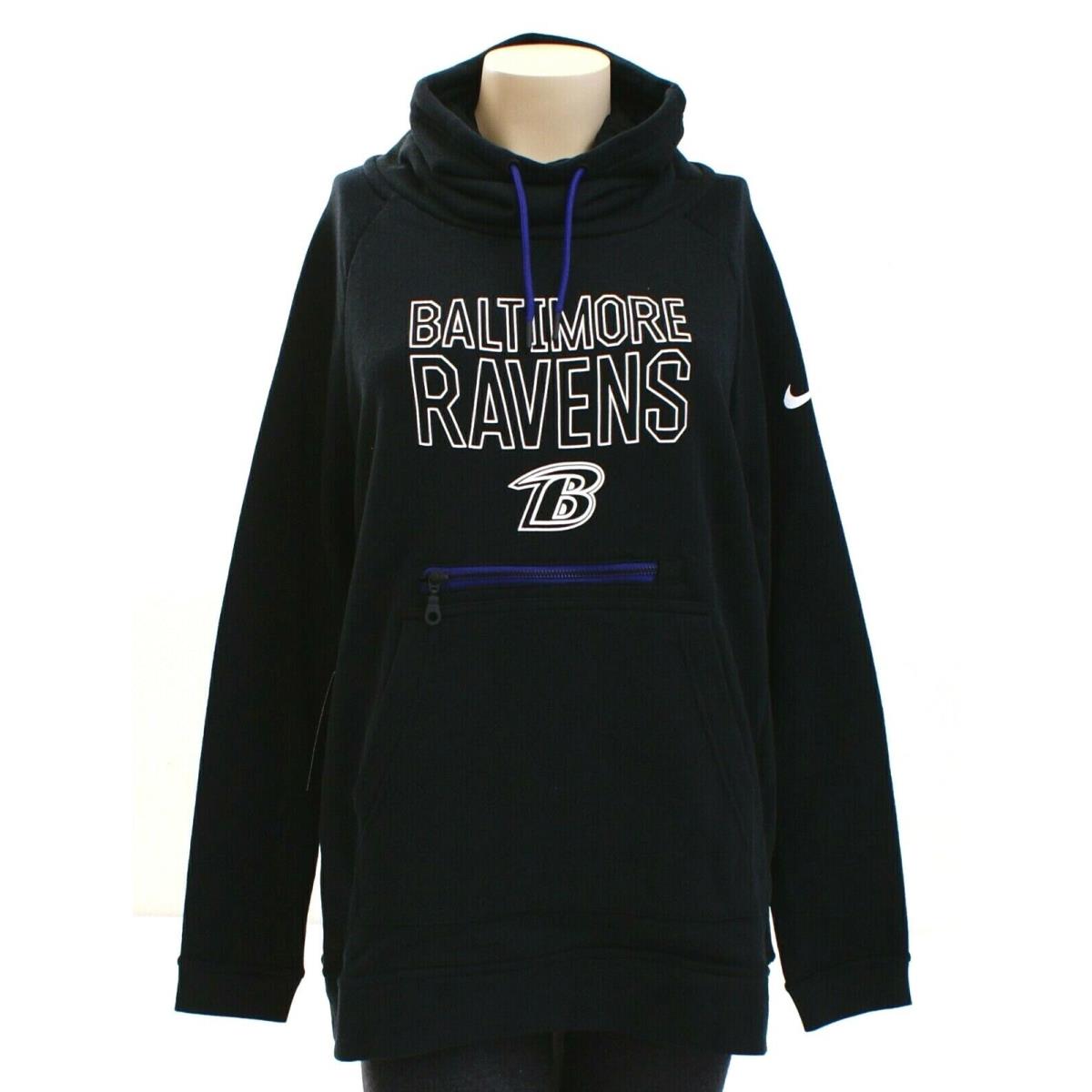 Nike Black Nfl Baltimore Ravens Mock Neck Sweatshirt Women`s Medium M