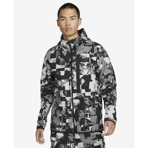 Nike Tech Fleece Full Zip Hoodie Jacket Digi Snow Camo Black DM6456-077 - Sz Xxl