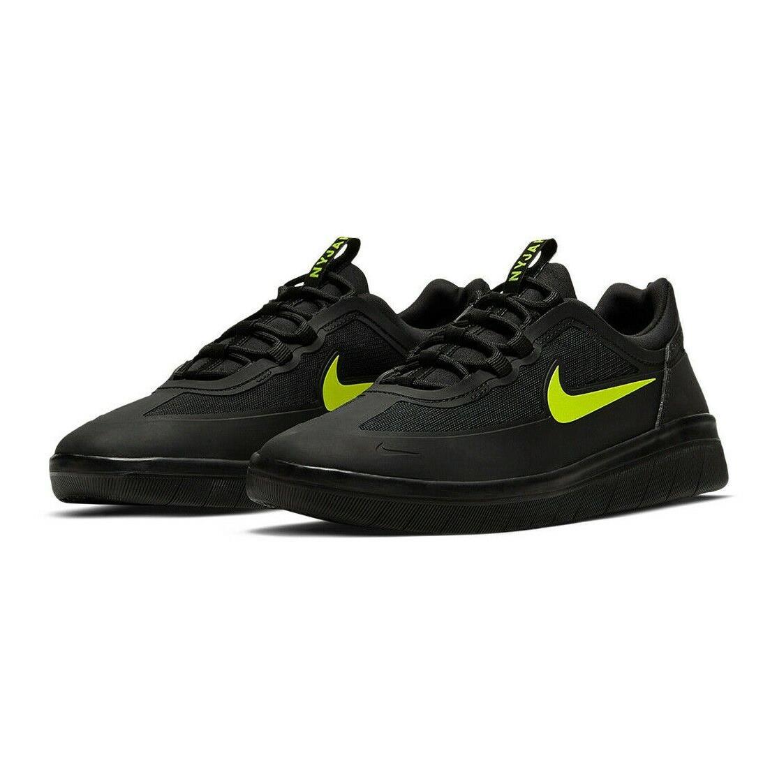Nike SB Nyjah Free 2 Mens Size 6.5 Sneaker Shoes BV2078 005 Black Cyber Yellow