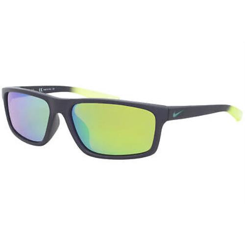 Nike Chronicle-m CW4654 015 Sunglasses Grid Iron-neptune Green/green Mirror Lens - Gray Frame, Green Lens