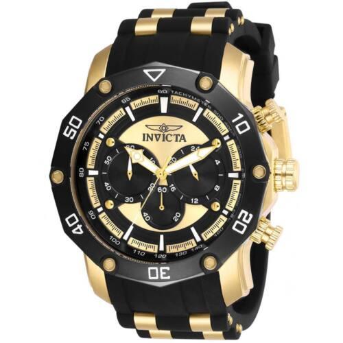 Invicta Men`s Watch Pro Diver Chronograph Black and Gold Tone Dial Strap 28754