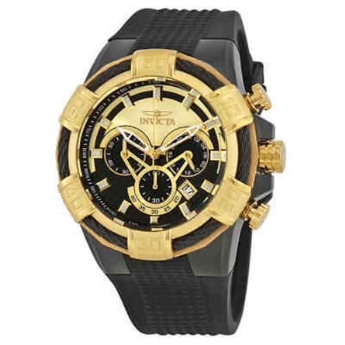 Invicta Bolt Chronograph Black and Gold Dial Men`s Watch 24699 - Dial: Black and Gold Carbon Fiber, Bezel: Yellow Gold-plated