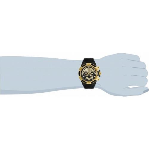 Invicta Bolt Men`s Chronograph 52mm Quartz Luxury Dress Analog Watch 24699 - Dial: Gold, Black, Band: Black