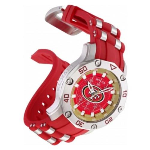 Invicta Wome 38mm Automatic Nfl Official San Francisco 49ers Silicone Strp Watch - Red Dial, Red Band, Red Bezel