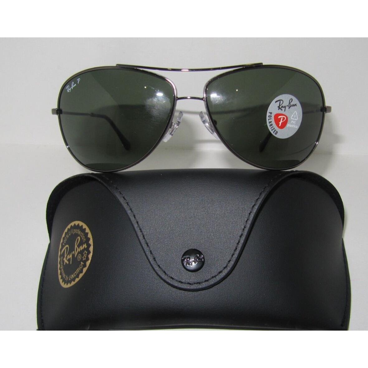 Ray-ban Green Polarized Lens Unisex Aviator Gunmetal Sunglasses RB3293