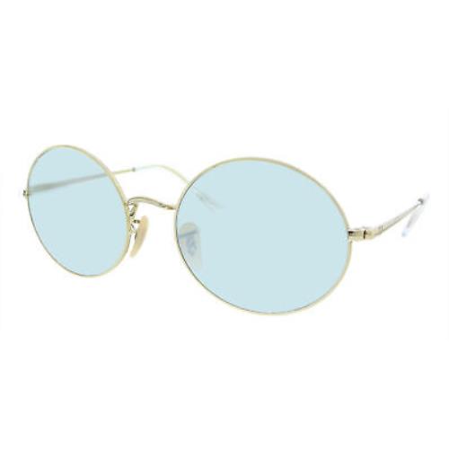 Ray-ban 0RB1970 001/W3 Shiny Gold Oval Sunglasses - Shiny Gold , Shiny Gold Frame, Grey Blue Mirror Lens