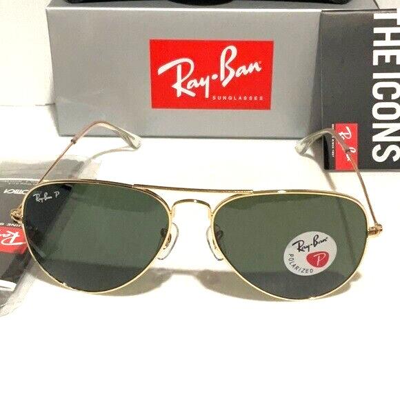 Ray Ban Sunglasses rb3025 Aviator Large Metal Frame Green Polarized Lenses 58mm