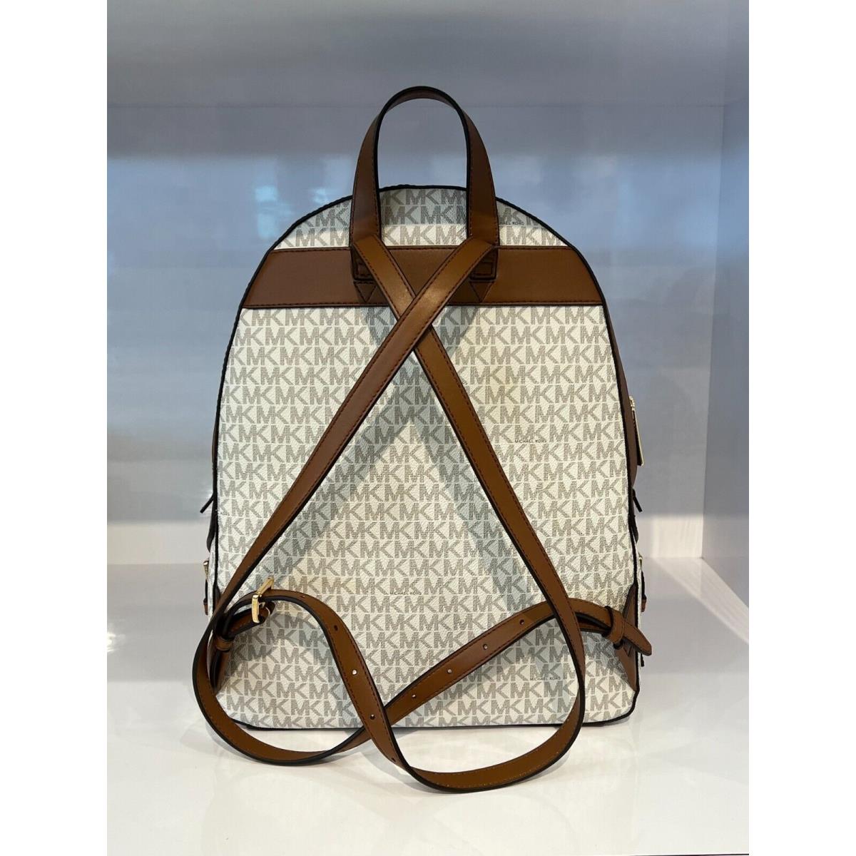 Michael Kors Jaycee Large Zip Pocket Leather Backpack MK Vanilla